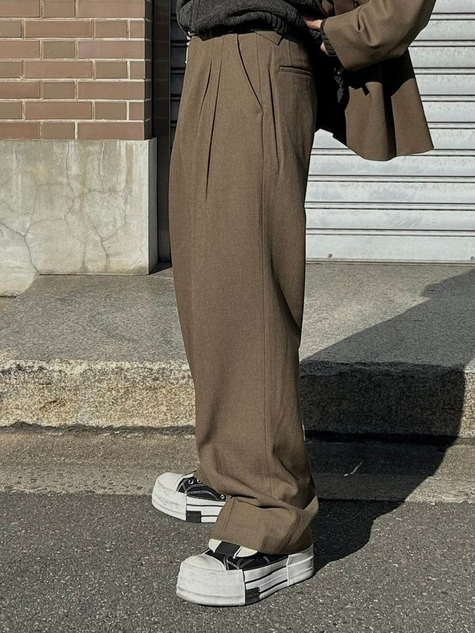 受注制【Chikashitsu +】set up belt slacks (3color)