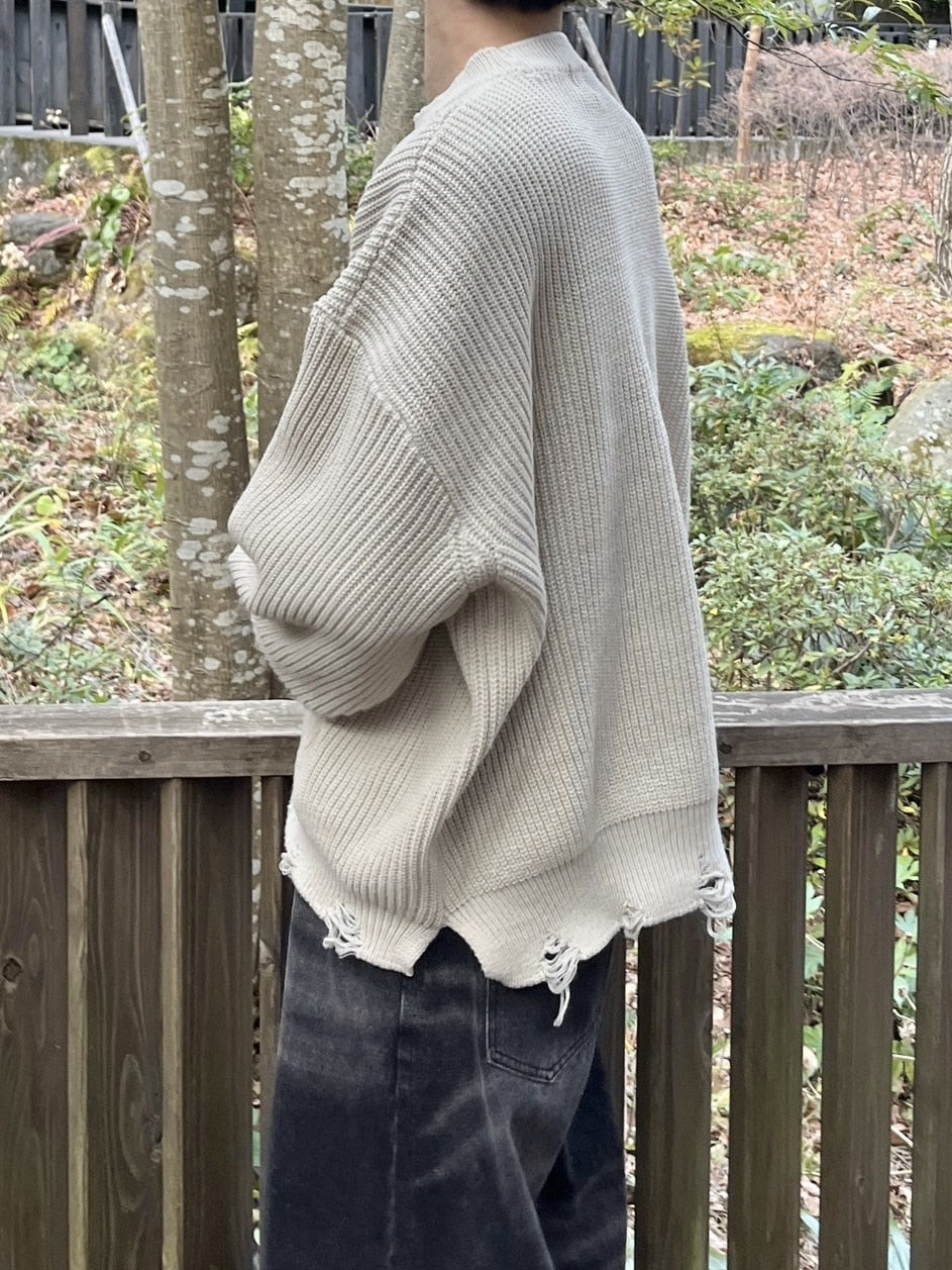 受注制【youll】damage round knit (3color)