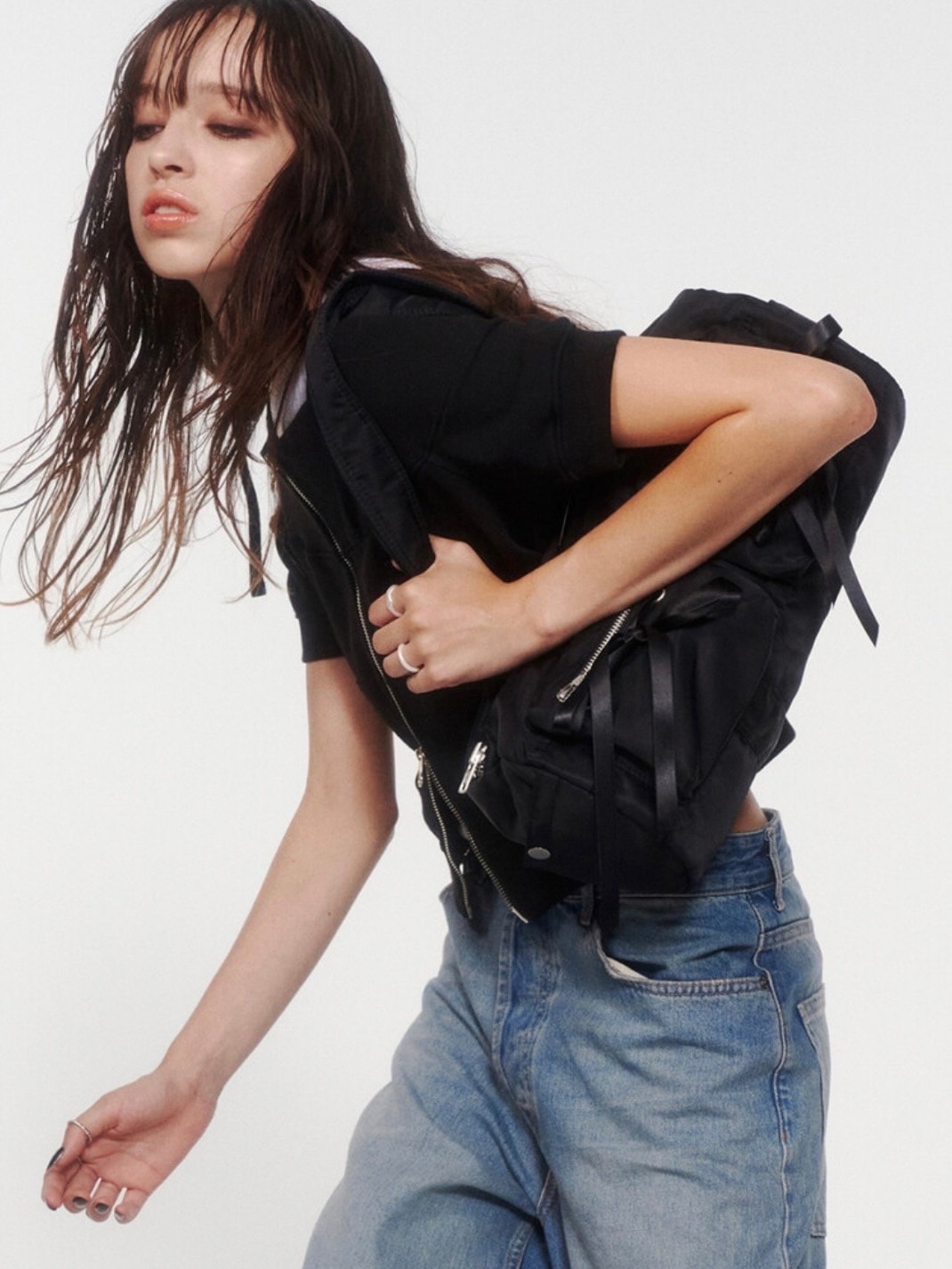 【NOT KNOWING】Double Ribbon Cargo Duffle Bag