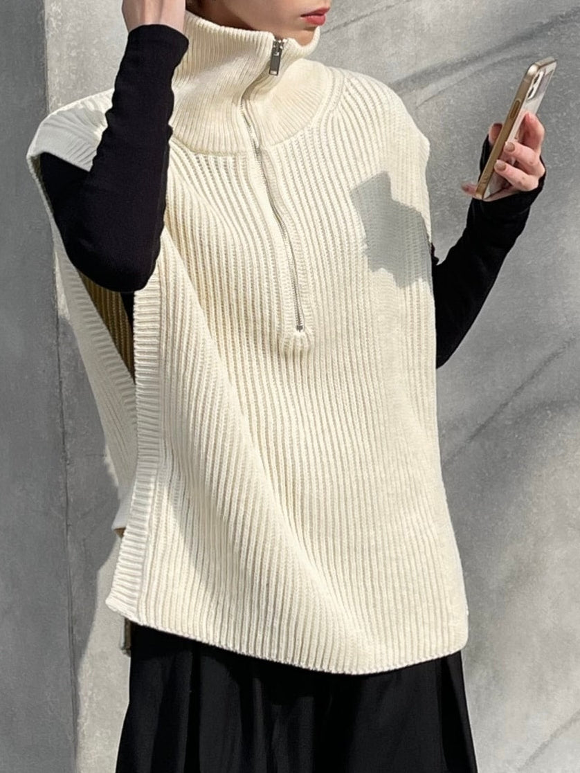 【Chikashitsu +】half zip design vest (3color)