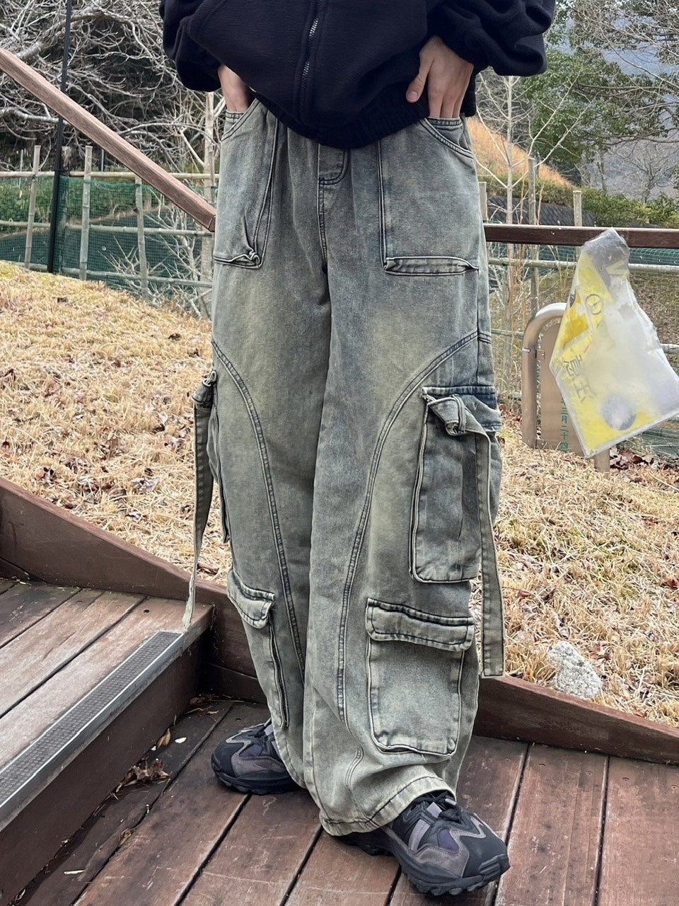 受注制【youll】multi pocket denim cargo pants