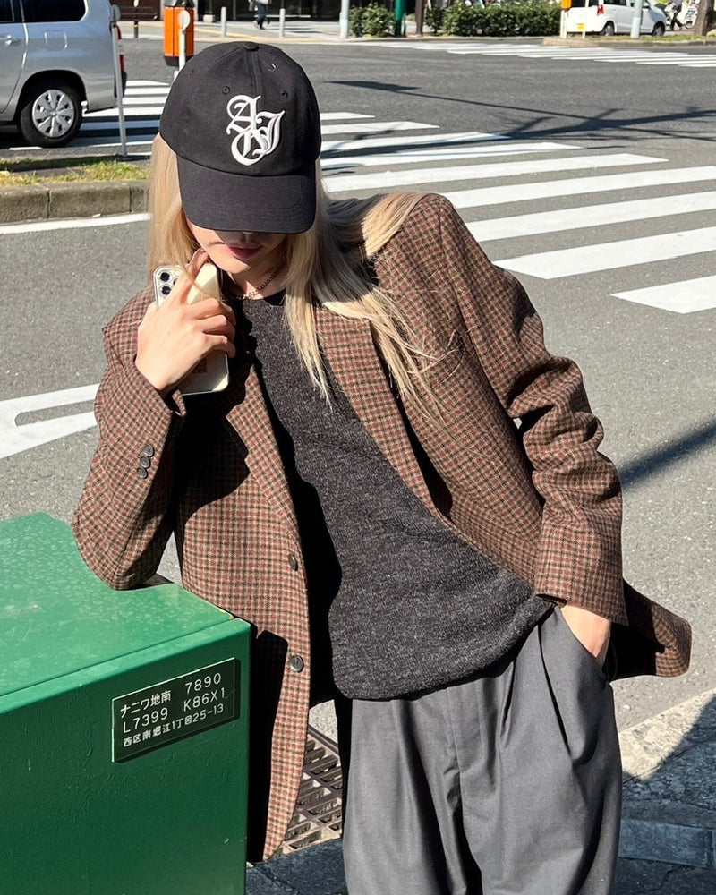 受注制【Chikashitsu +】unisex hound tooth jacket (2color)