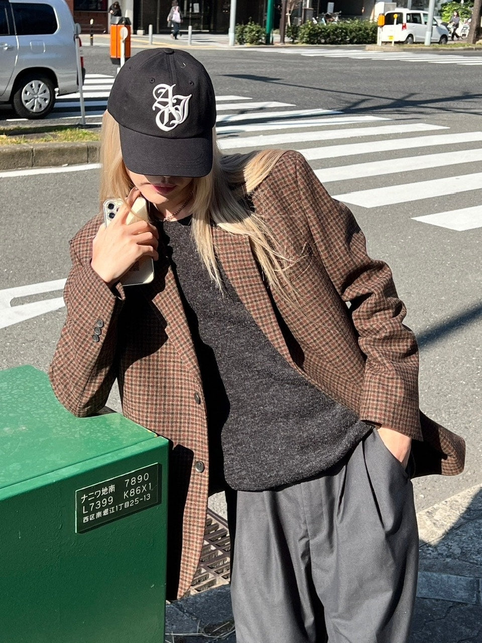 受注制【Chikashitsu +】unisex hound tooth jacket (2color)