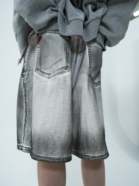 受注制【nmtc +】grunge processing denim shorts