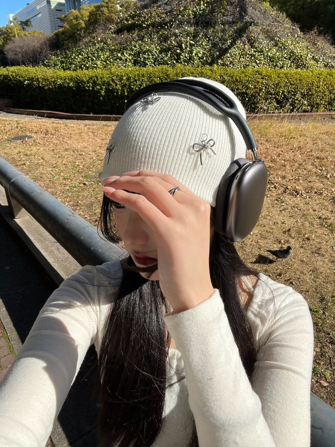 受注制【Chikashitsu + LADIES】ribbon beanie (3color)