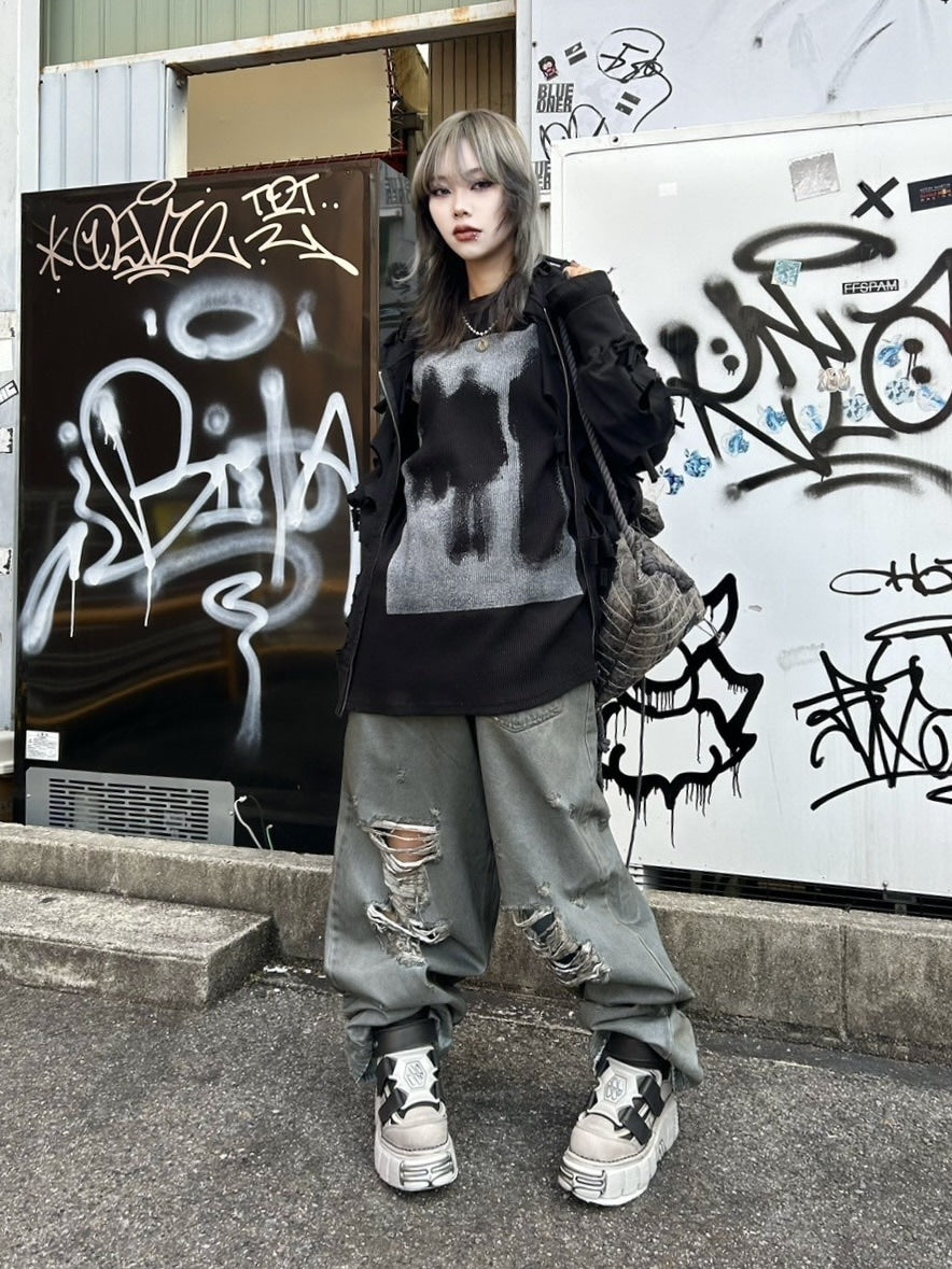 受注制【Never mind the XU】blurred vision thermal knit (2color)