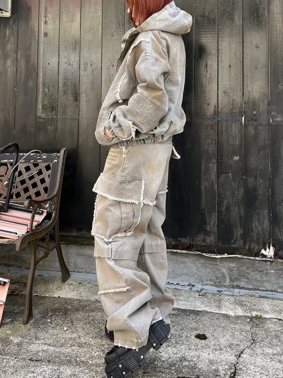 受注制【Never mind the XU】set up grunge denim jacket