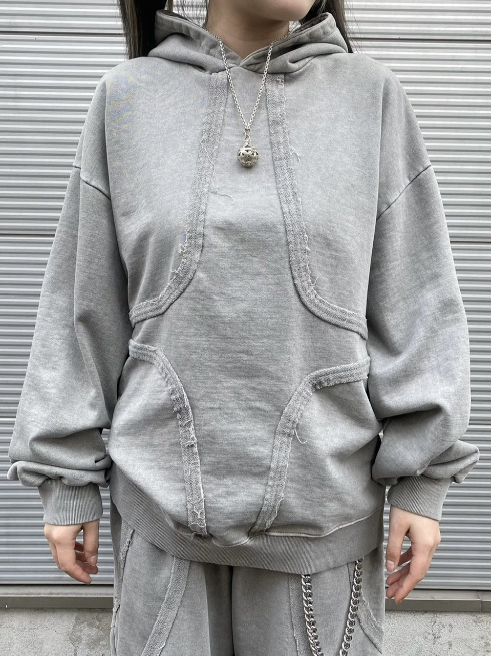 受注制【Never mind the XU】set up design pigment hoodie (2color)