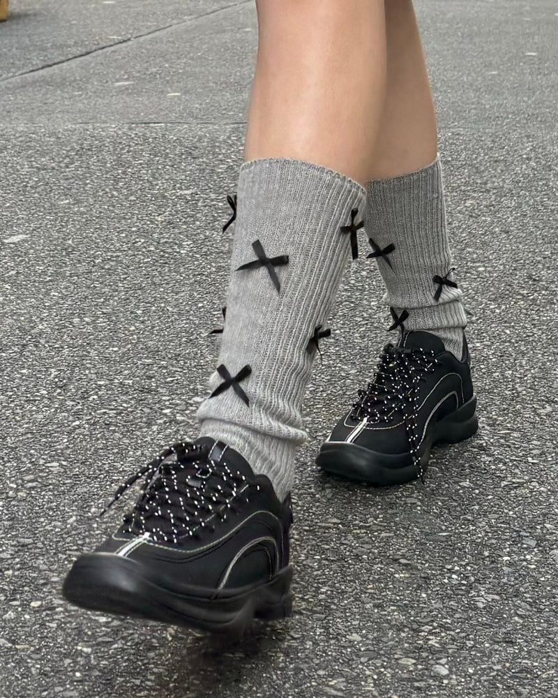 受注制【Chikashitsu + LADIES】ribbon socks (4color)