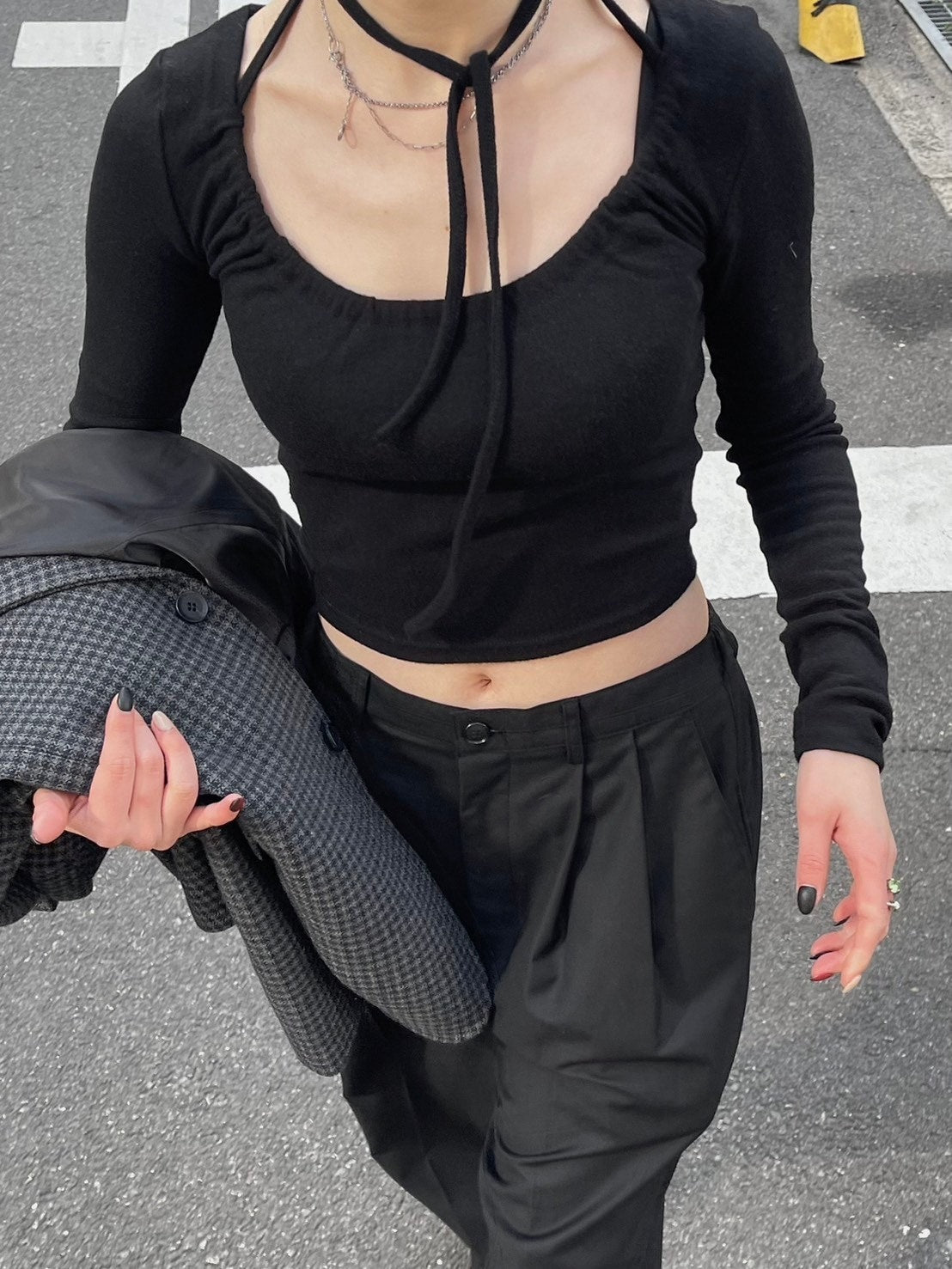 【Chikashitsu + LADIES】shirring cropped tops (3color)