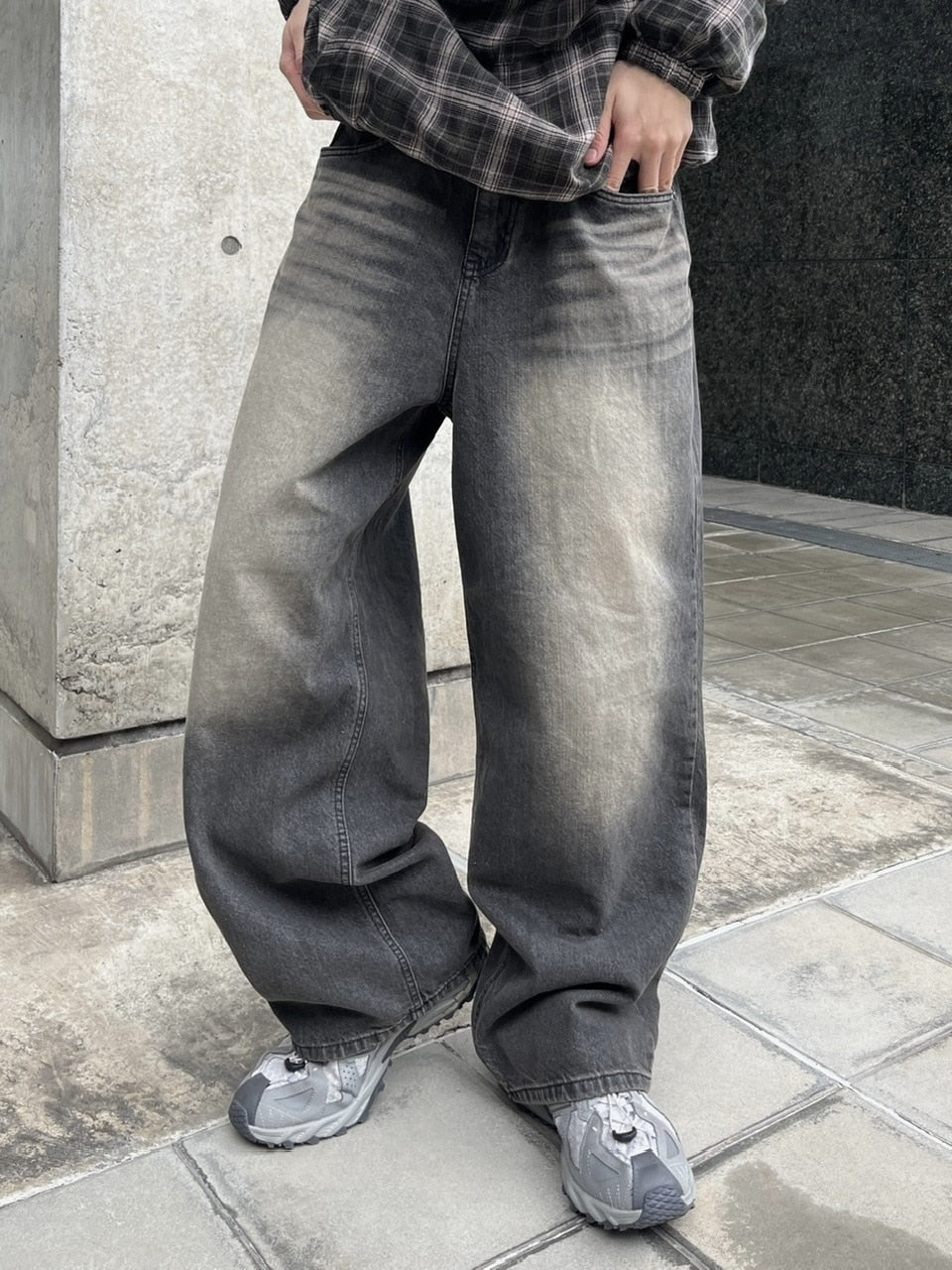 受注制【youll】faded wide denim pants