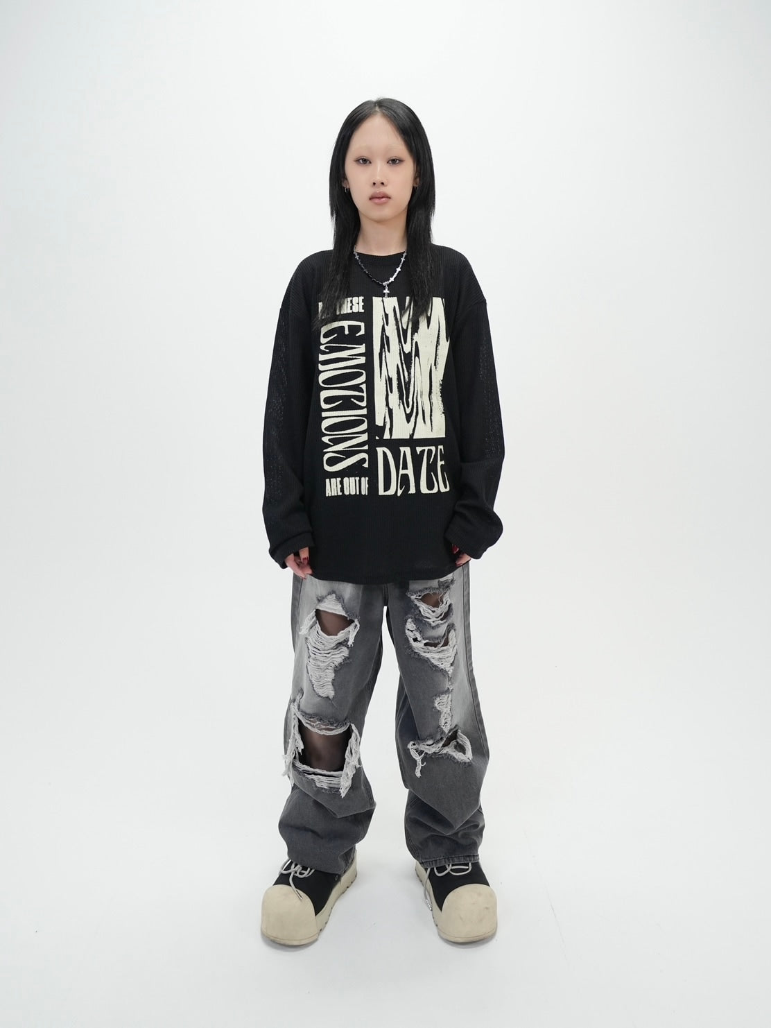 受注制【Bizarre Maiden】vintage mesh long sleeve (2color)