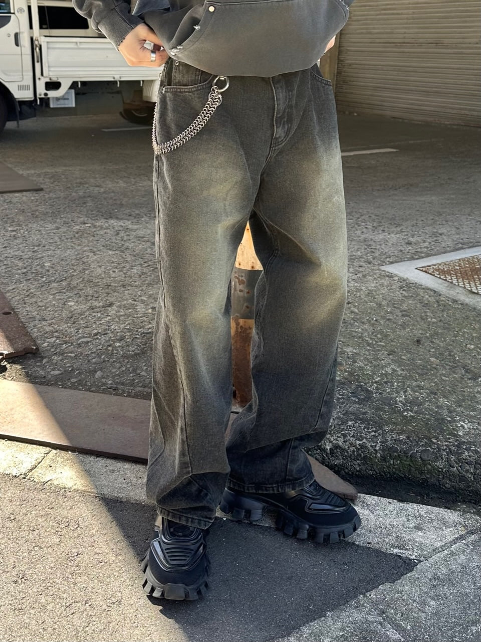 大阪店WEB限定受注制【Chikashitsu +】vintage wash curve denim pants