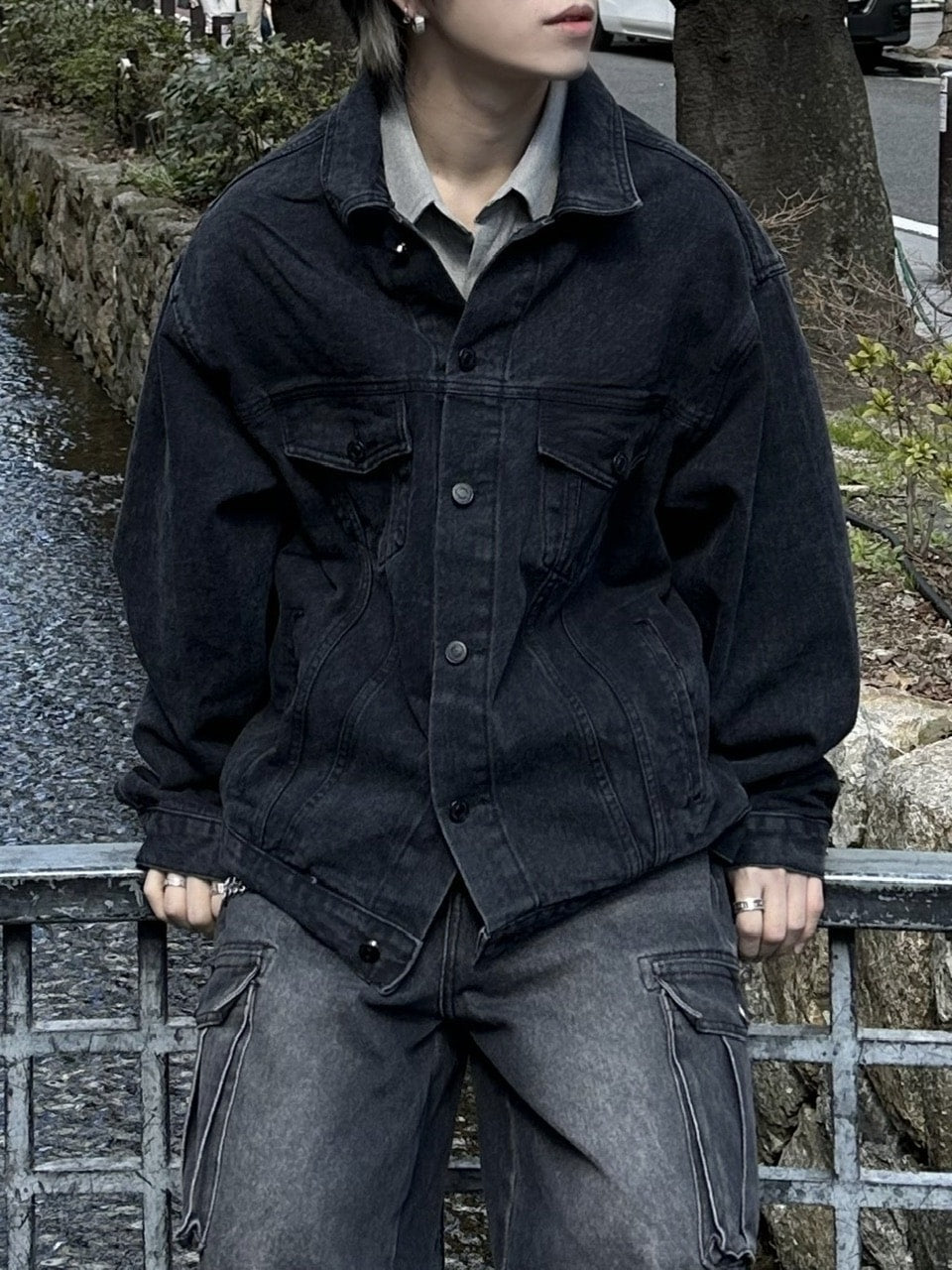 大阪店WEB限定受注制【Chikashitsu +】back design denim jacket