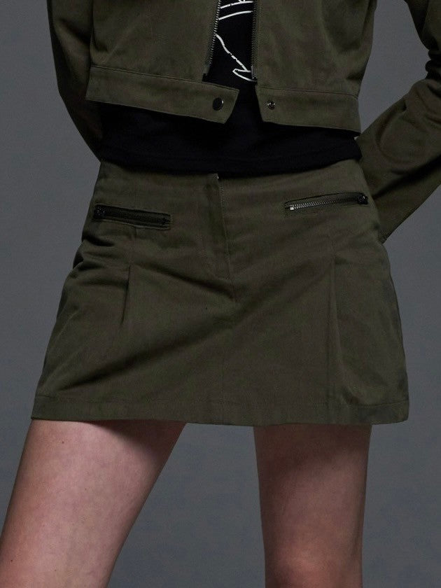 【FANCY CLUB】BIKER PINTUCK MINI SKIRT