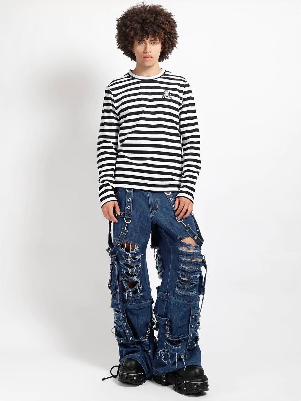 【TRIPP nyc】DENIM STRAP SHREDDER PANT[JM7117MR]