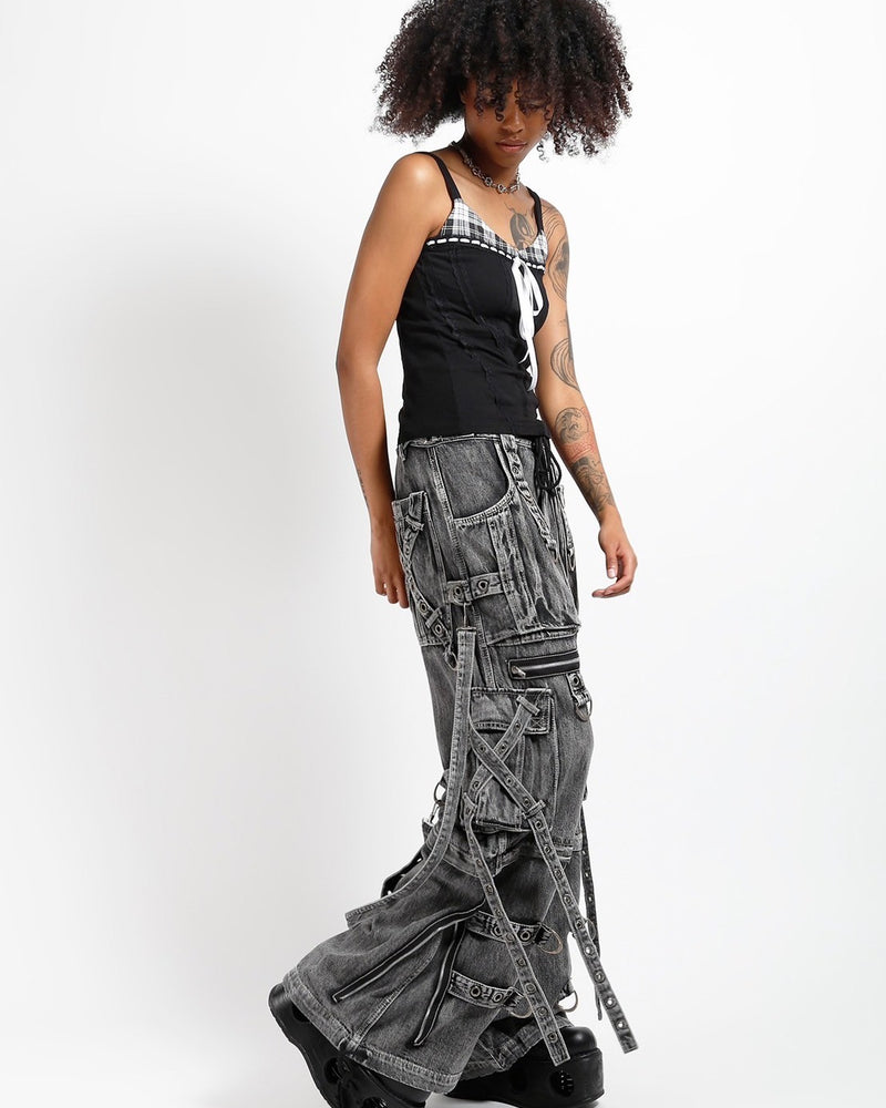 【TRIPP nyc】X-STRAP PANT[JM7144MB] / 【トリップ エヌワイシー】ストラップボンテージジップデニムワイドパンツ