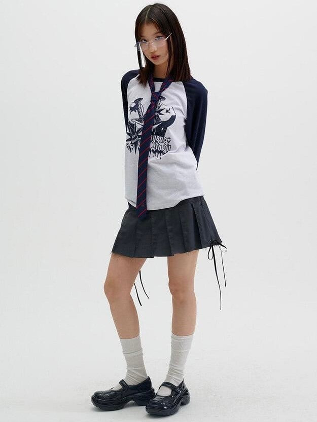 【runningHIGH】CUT OFF PLEATED MINI SKIRT