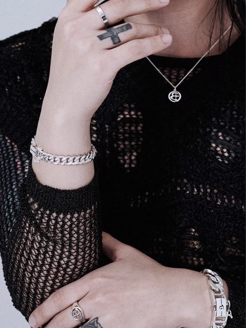 【BLACK PURPLE】silver925 Signity Symbol Necklace