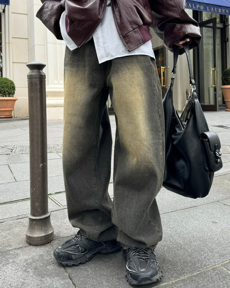 【Chikashitsu +】vintage wash semi wide denim pants 2 / 【チカシツプラス】ヴィンテージウォッシュセミワイドデニムパンツ