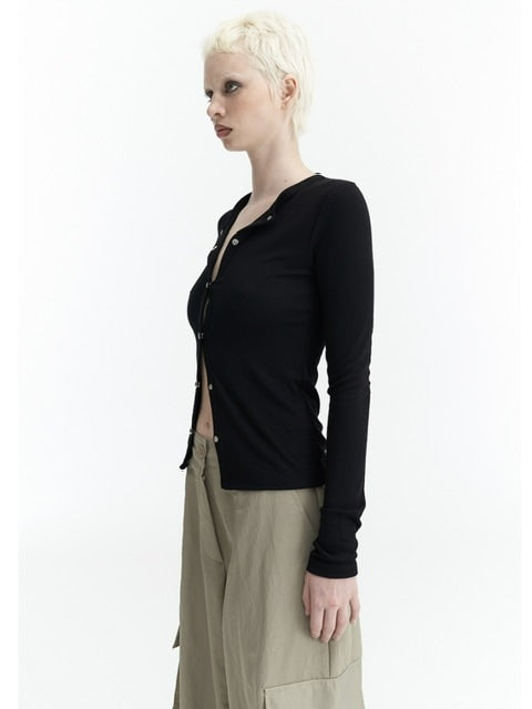 【ROCK CAKE】Nickel Snap Slim Cardigan