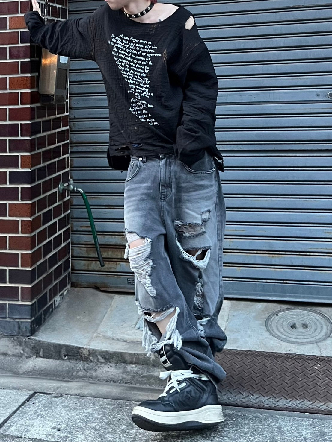 受注制【Bizarre Maiden】grunge crush denim pants (2color)