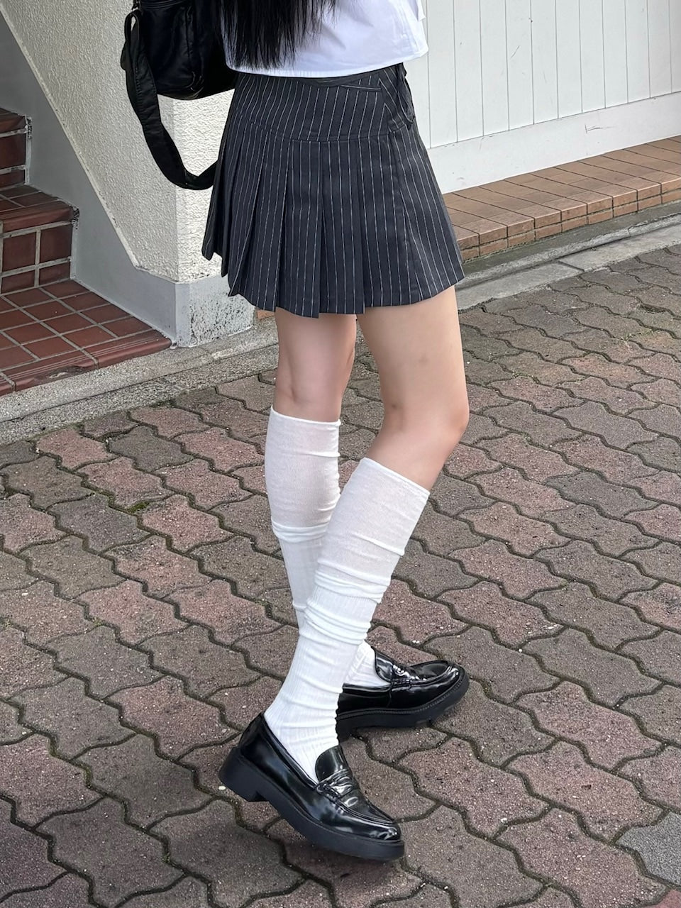 受注制【OaKS】stripe pleats skirt (2color)