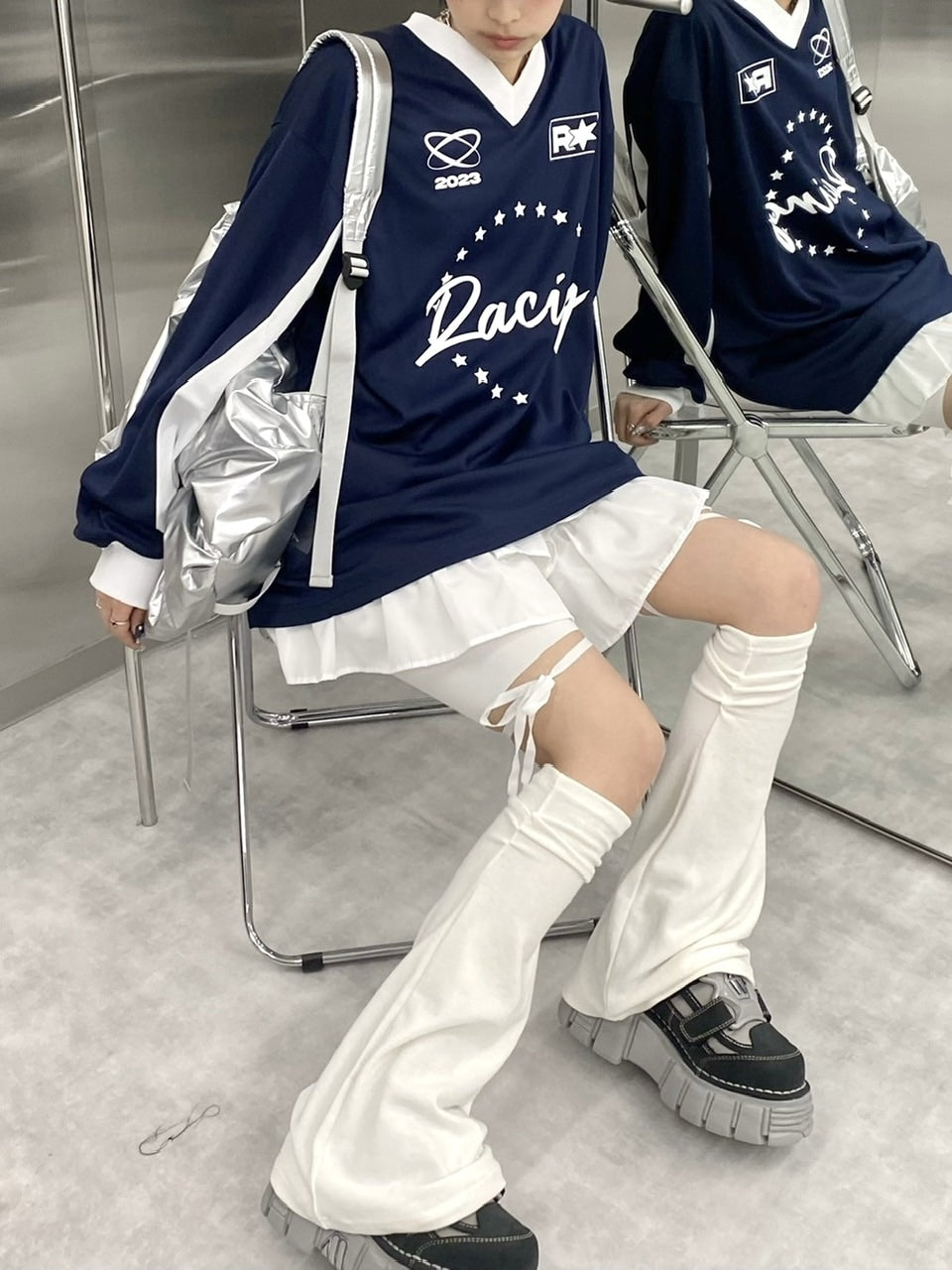 受注制【Never mind the XU】ribbon half leggings (3color)