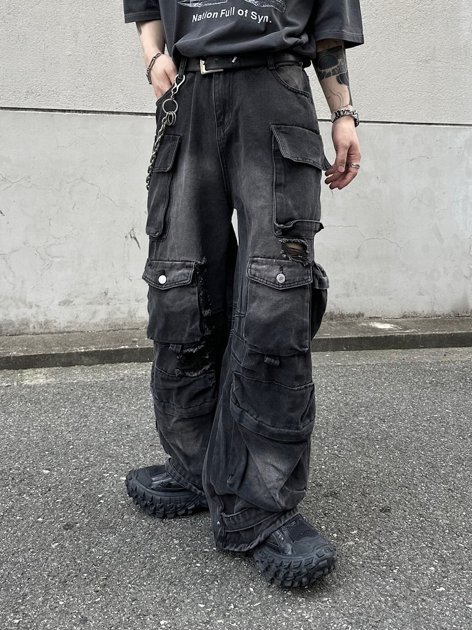 大阪店WEB限定【Chikashitsu +】utility cargo denim pants
