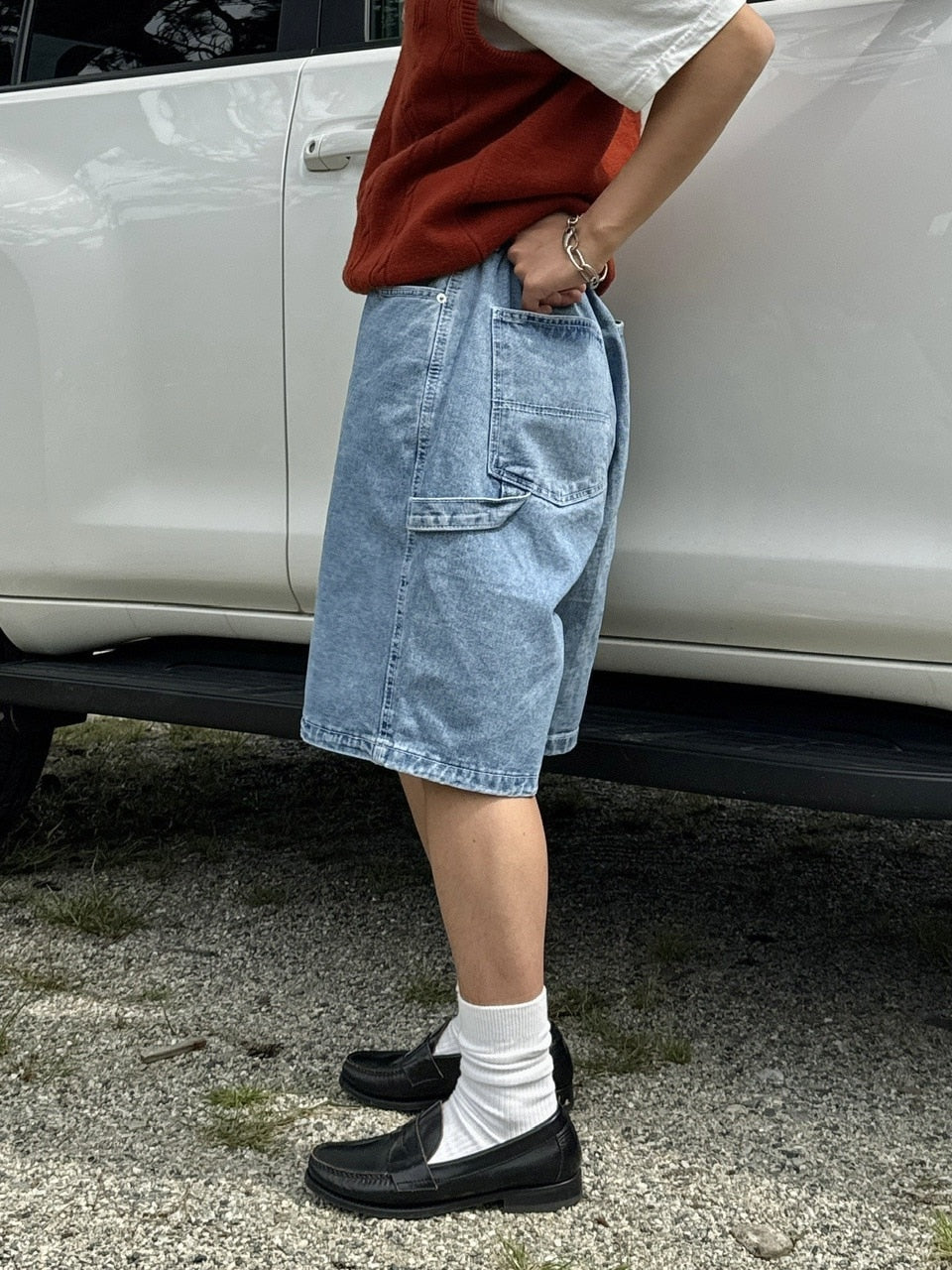 受注制【RENOL】painter denim half pants (2color)