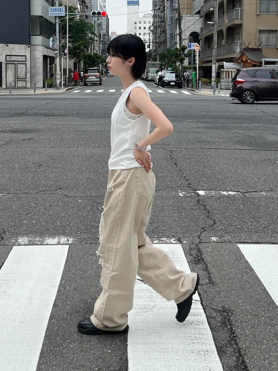 受注制【Chikashitsu +】damage cotton volume pants