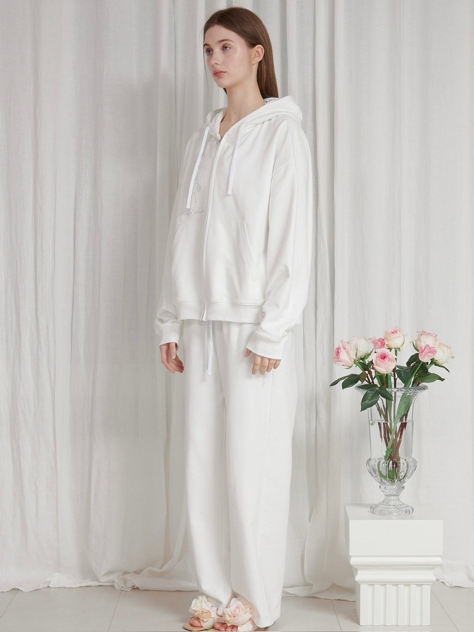 【PAIN OR PLEASURE】ROSE 2WAY HOOD ZIP UP