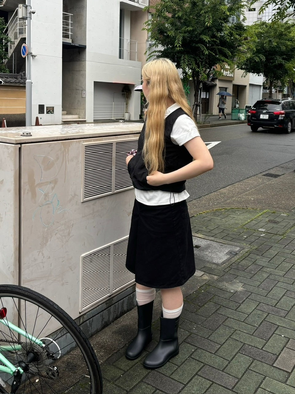 受注制【OaKS】nylon cropped vest (3color)