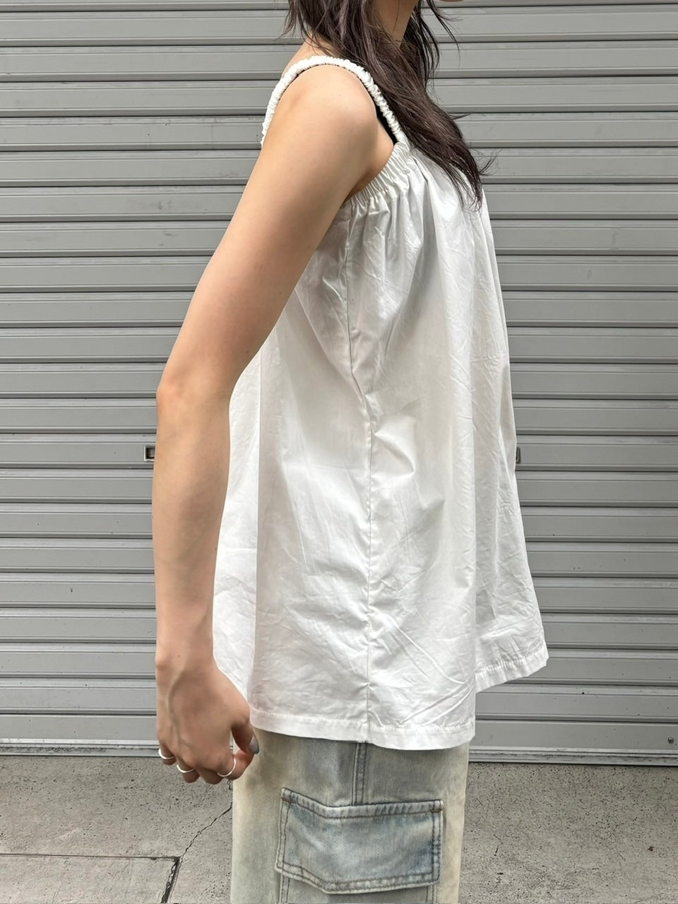 受注制【OaKS】shirred camisole bluose (2color)