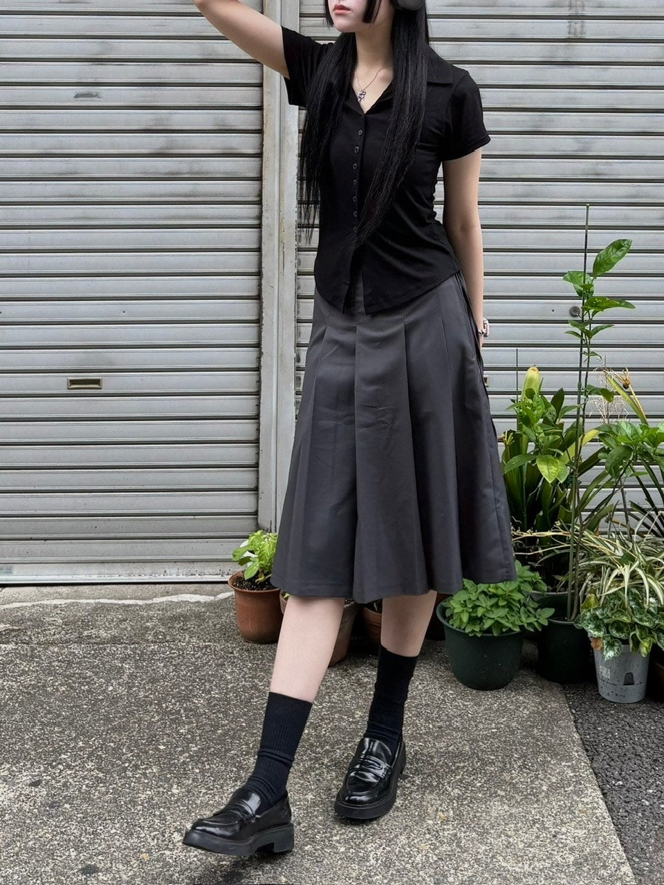 受注制【OaKS】slim collar short sleeve (4color)