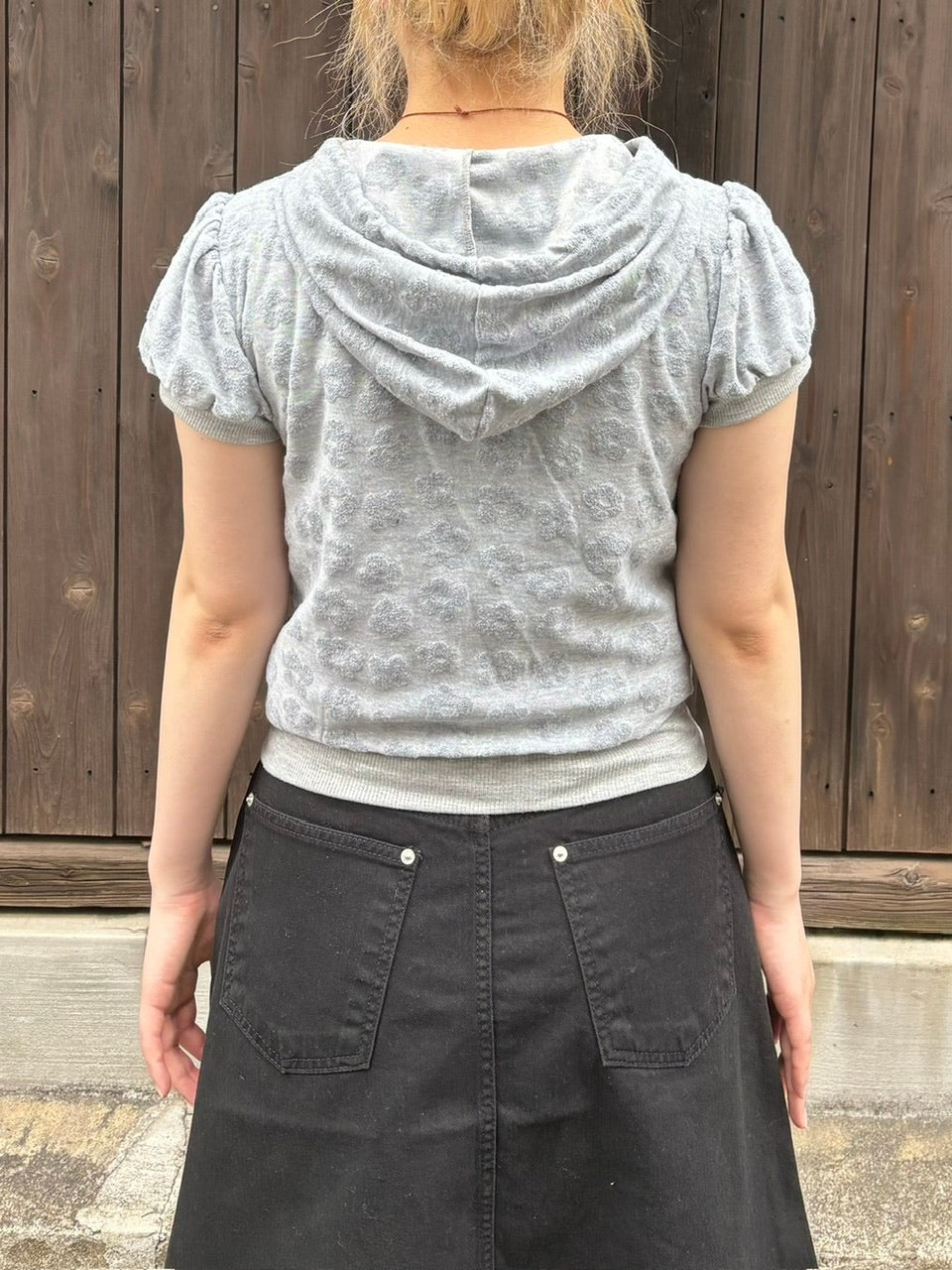 受注制【OaKS】flower pattern cropped zip hoodie (2color)