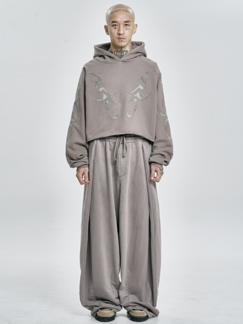 【AJOBYAJO】Tribal AJO Applique Cropped Hoodie