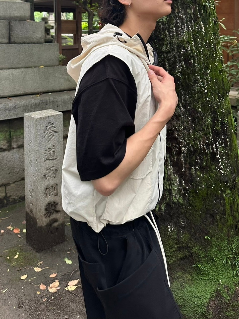 受注制【youll】nylon hooded vest (2color)