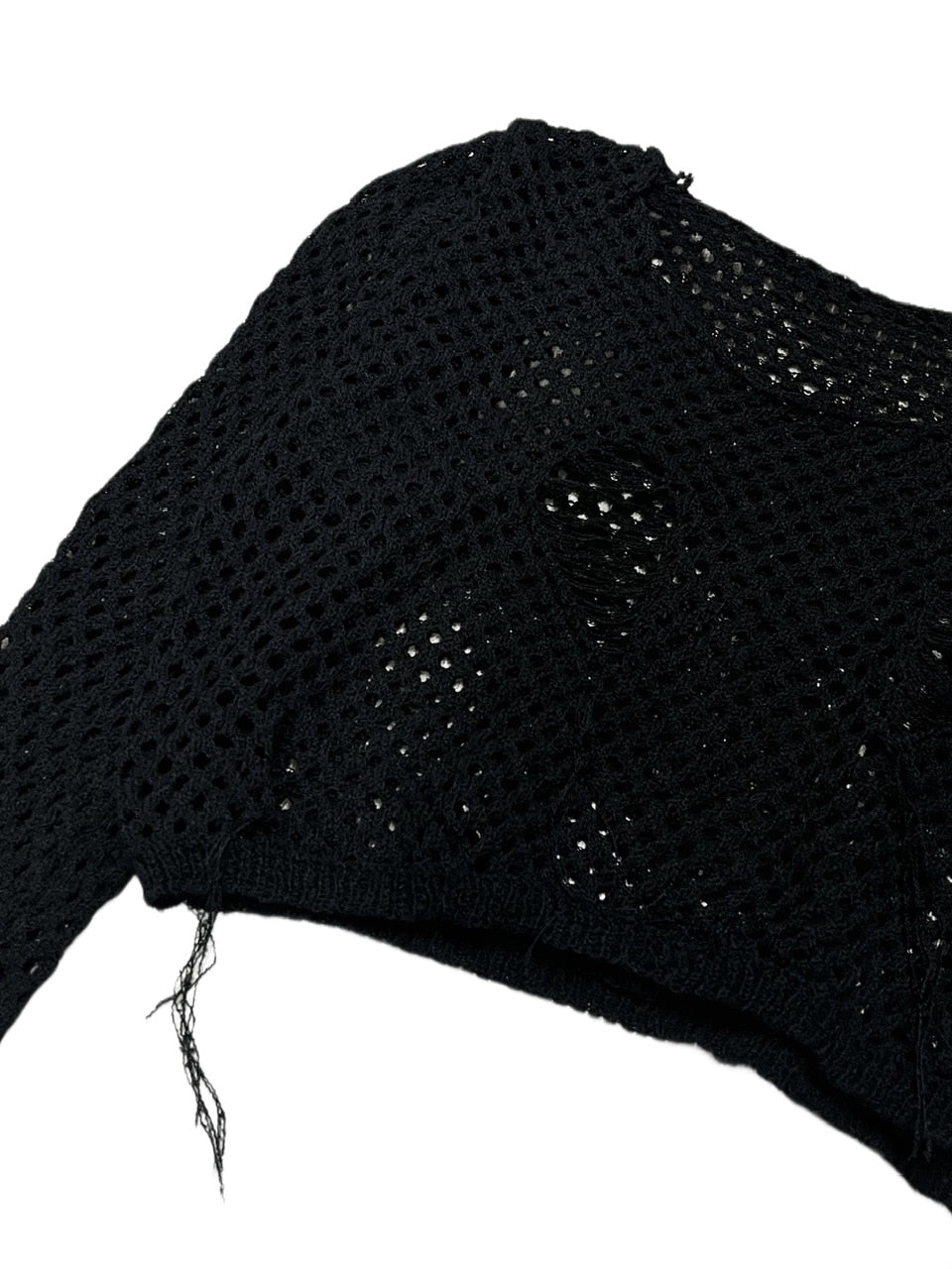 受注制【Never mind the XU】cropped damage knit (2color)