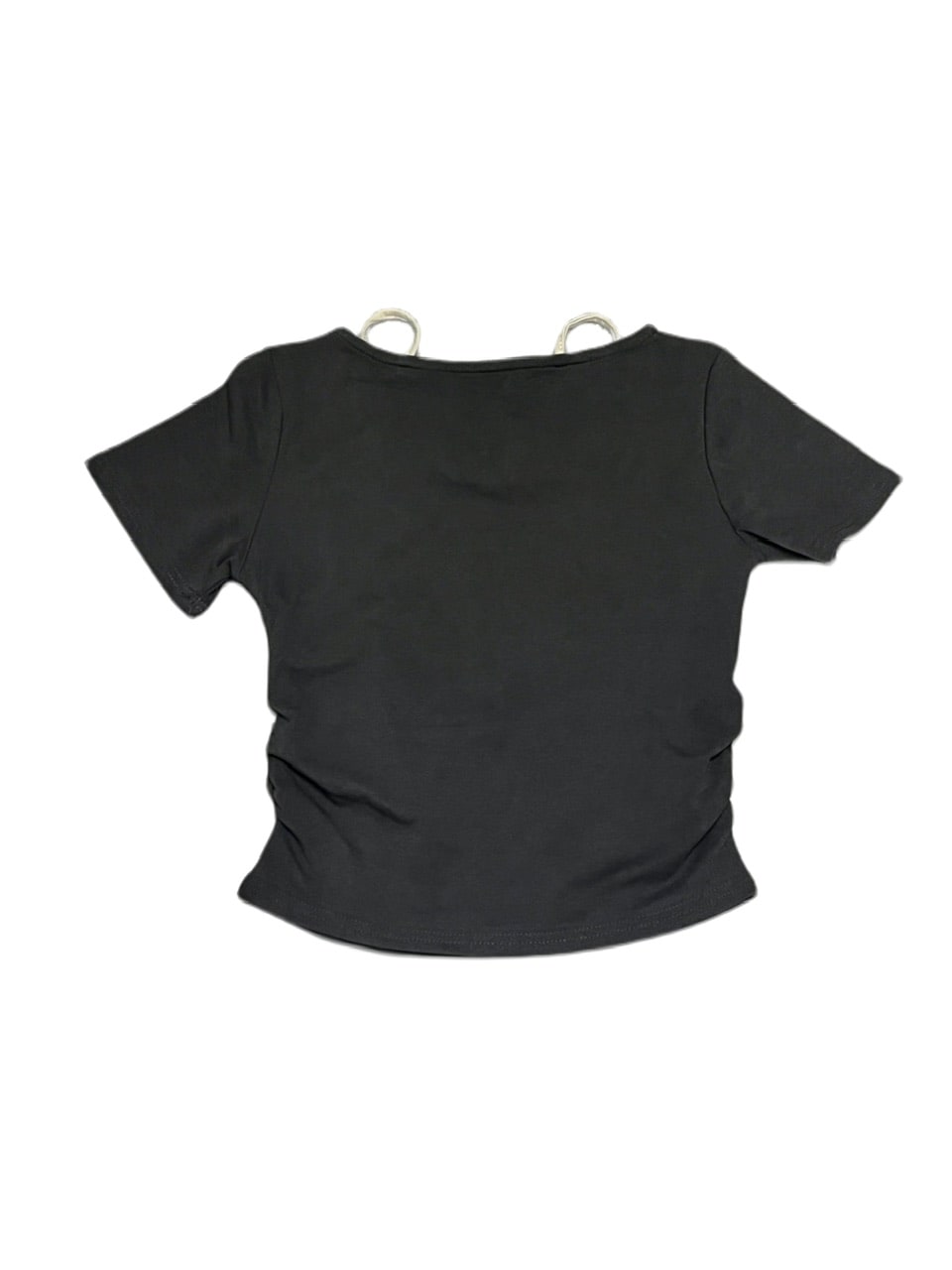 受注制【Never mind the XU】lettrering layered cropped tee (3color) / 【ネバーマインドザエックスユー】レタリングレイヤードクロップドロゴプリント半袖Tシャツ