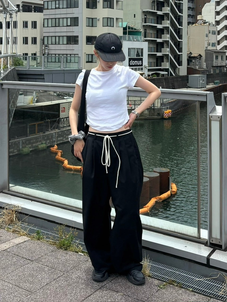 受注制【OaKS】basic cropped half sleeve t-shirt (2color)