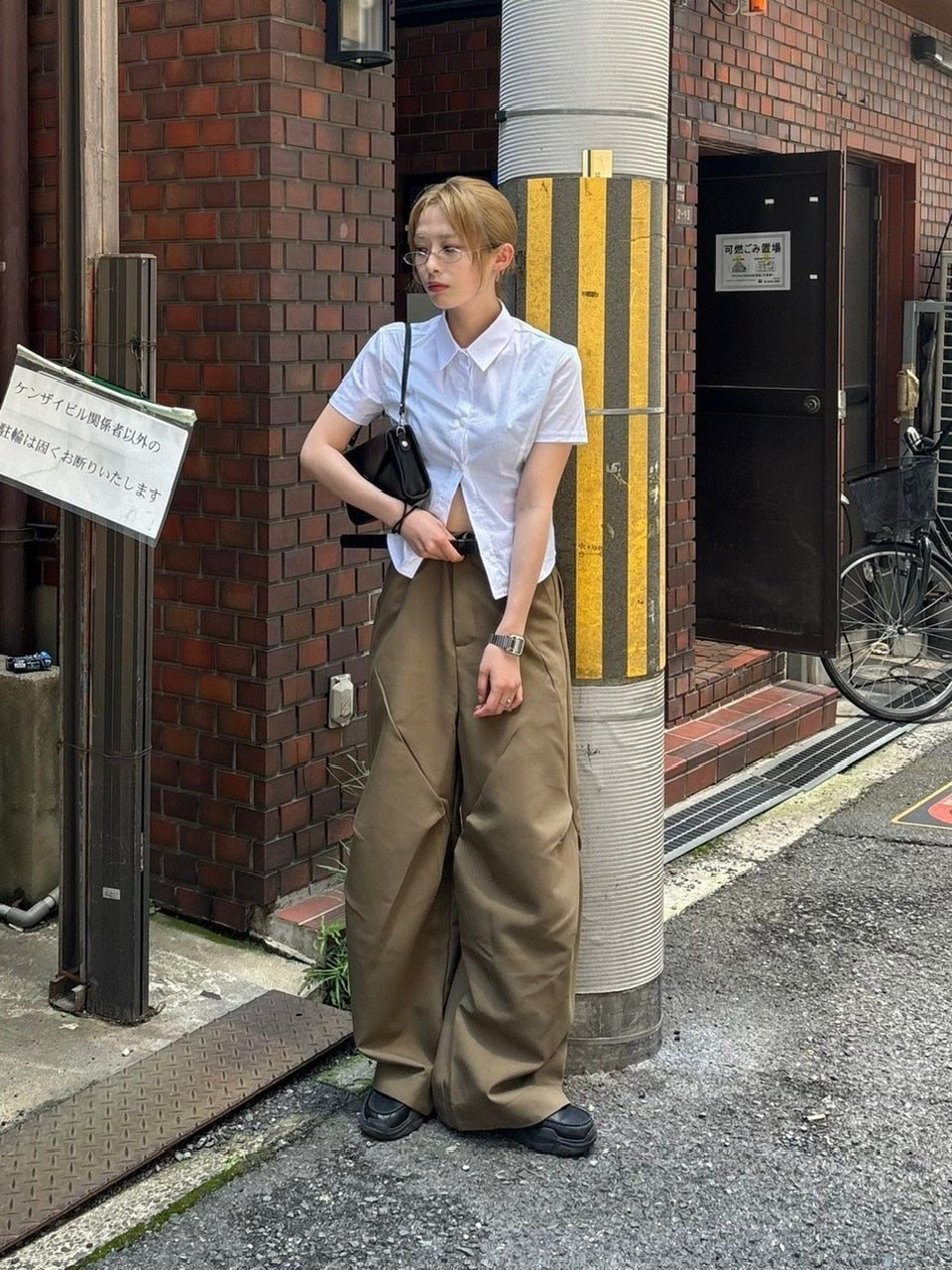 【Chikashitsu +】pattern design slacks (2color)