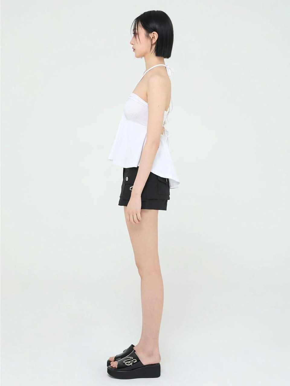 【Uglyshadow】BEADS TUNNEL SLEEVELESS / 【アグリーシャドウ】ビーズホルターネックキャミソールチュニック