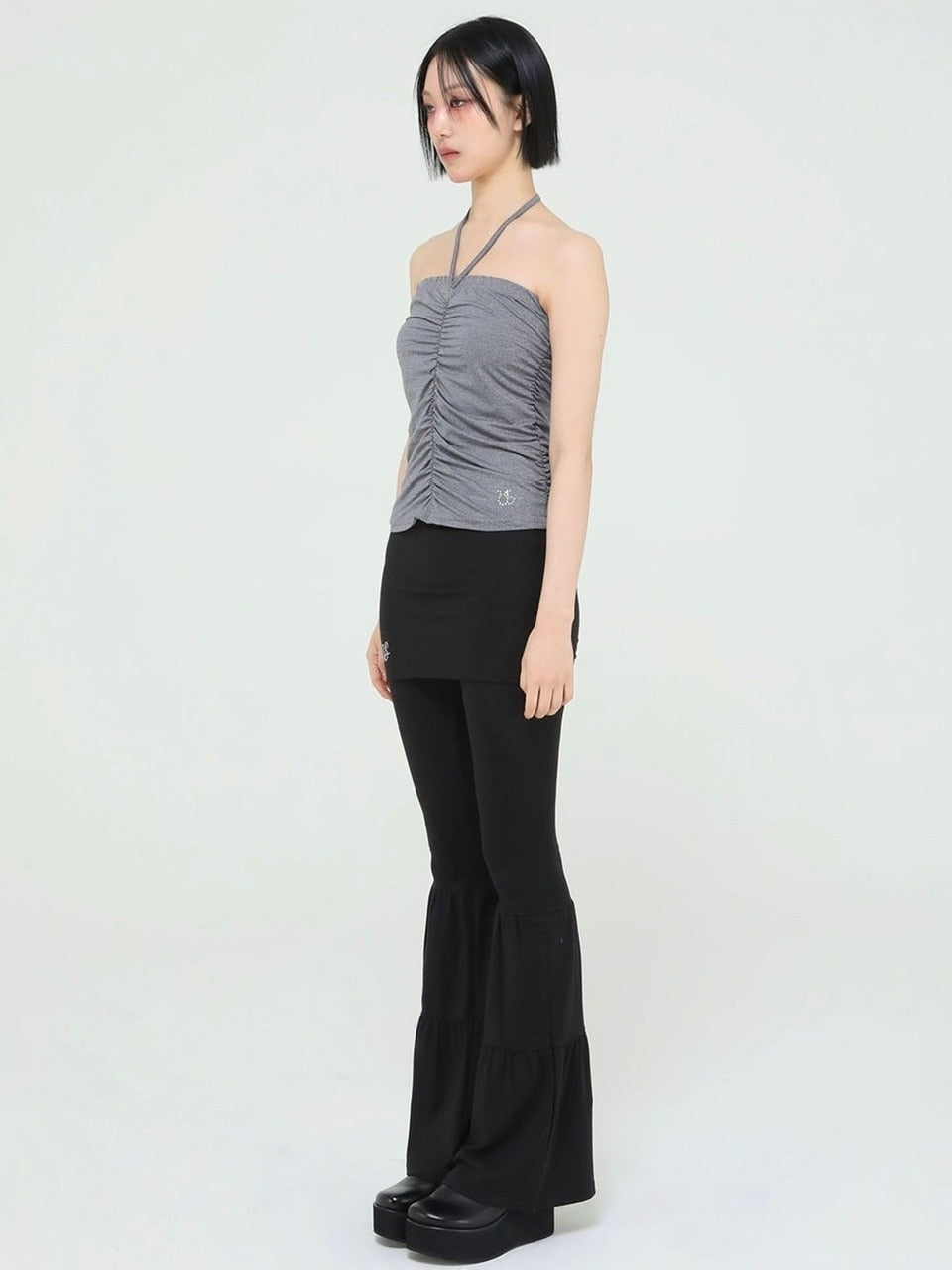 【Uglyshadow】BEADS SHIRRING TOP