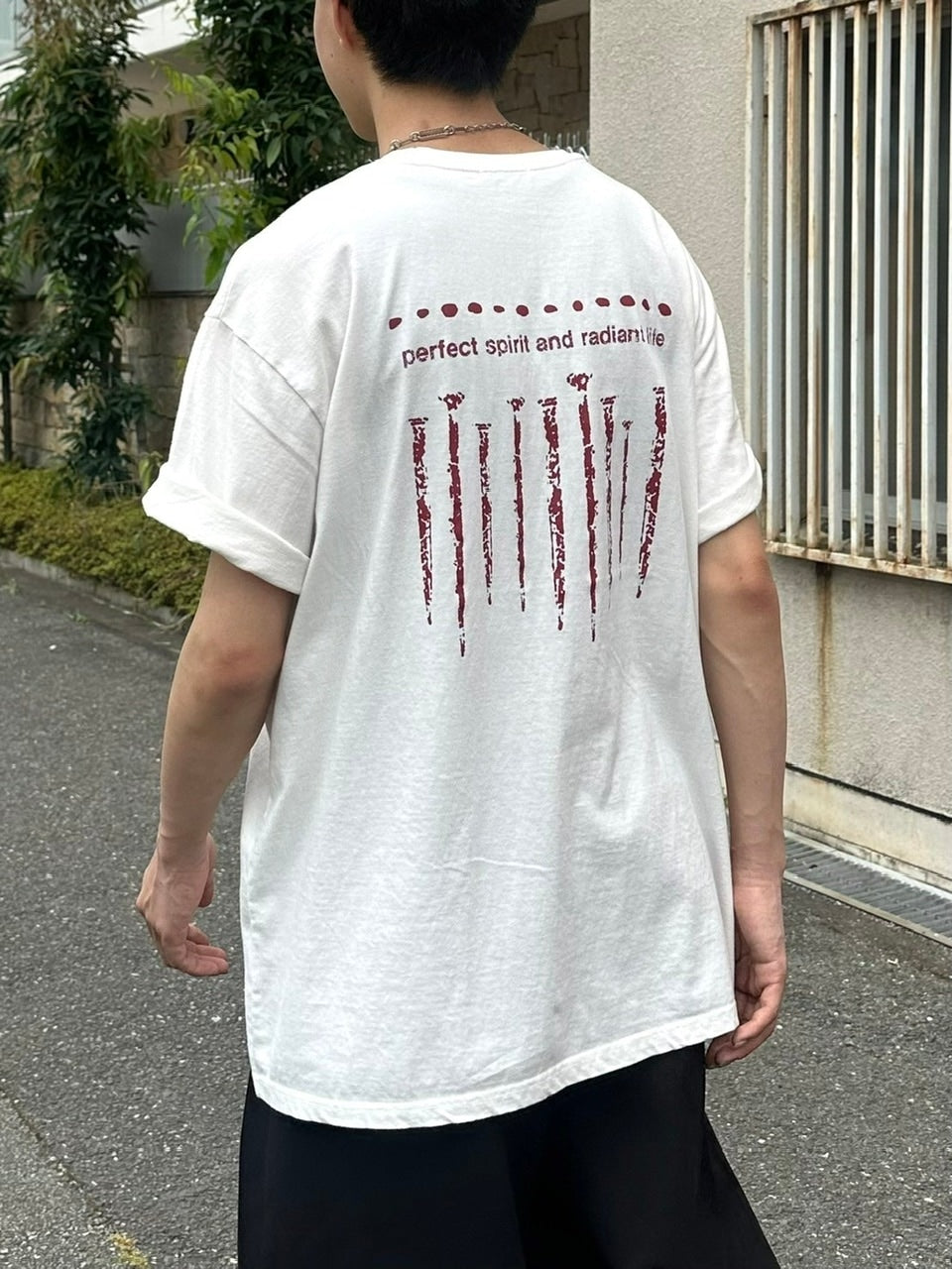 受注制【Chikashitsu +】nail back print t-shirt (3color)