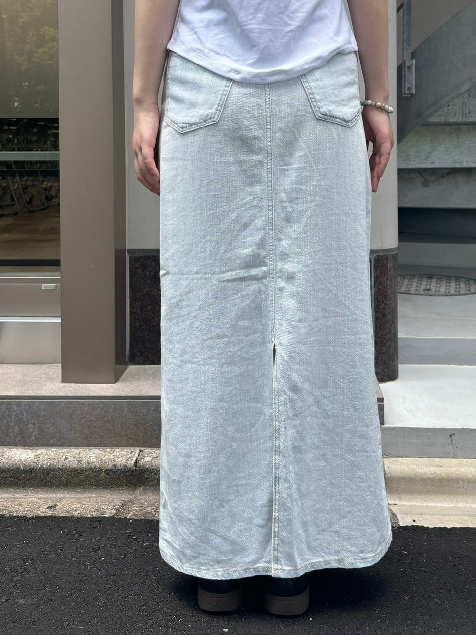 受注制【OaKS】maxi denim long skirt (2color)