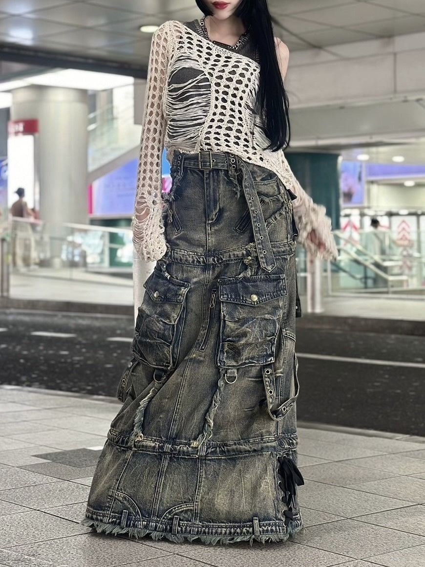 受注制【Never mind the XU】damage summer knit (3color)