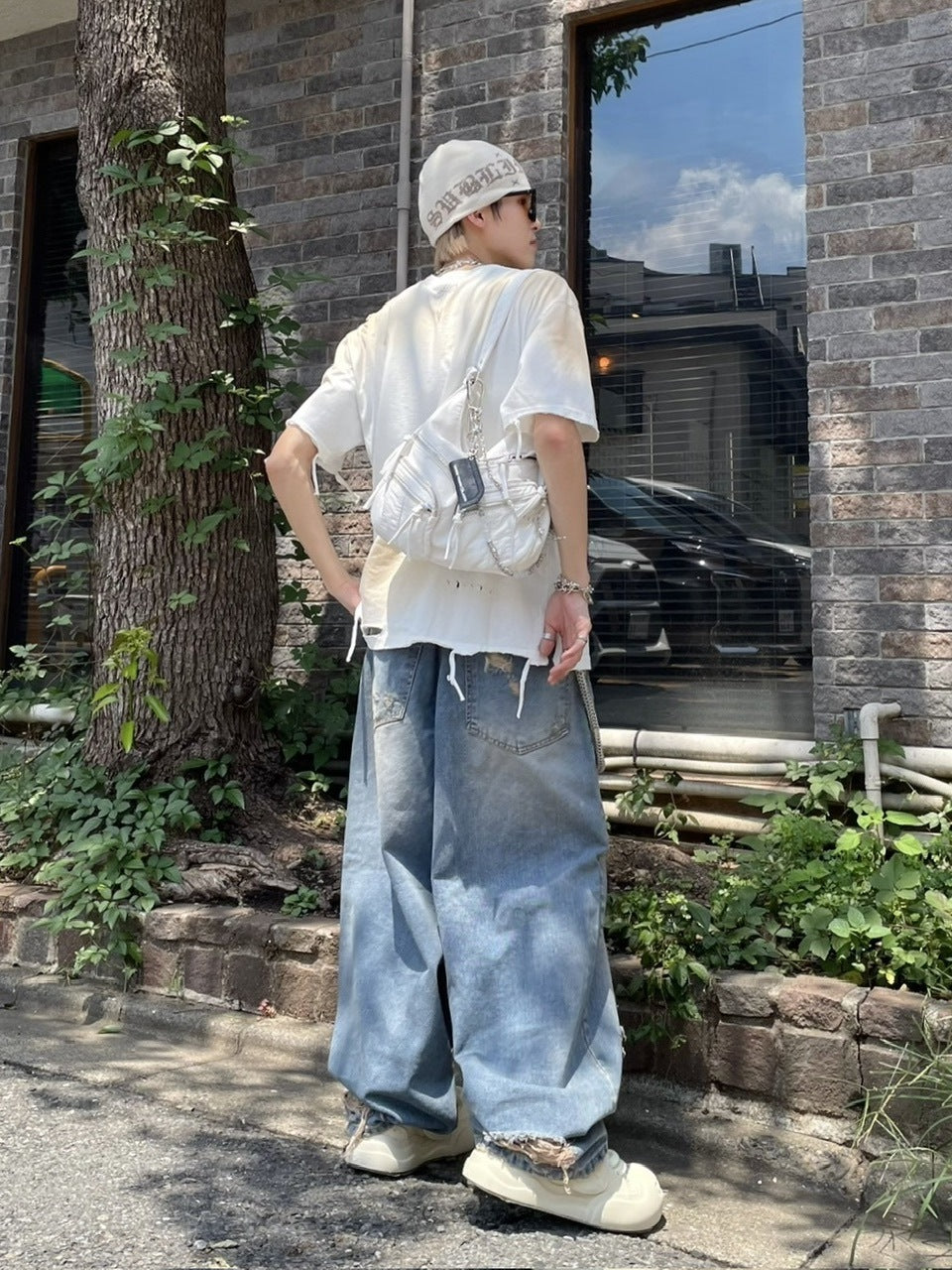 受注制【Never mind the XU】damage denim pants (3color) / 【ネバーマインドザエックスユー】ダメージデニムパンツ