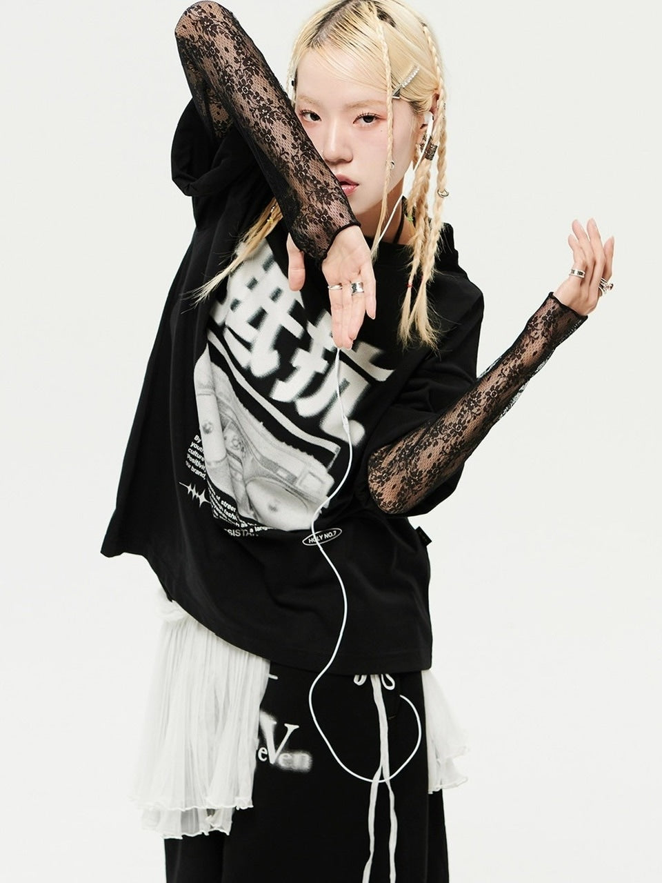 【HOLY NUMBER 7】Lace see-through long sleeve top / 【ホーリーナンバーセブン】レースシースルー長袖Tシャツ