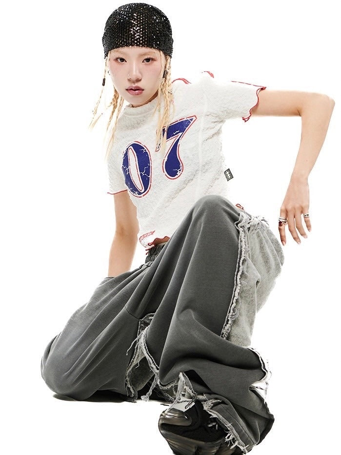 【HOLY NUMBER 7】07 Wave Crop T-shirt / 【ホーリーナンバーセブン】ウェイブクロップロゴプリント長袖Tシャツ